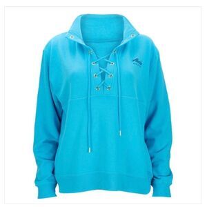 Ladies lace up grommet neck pullover sz M EUC